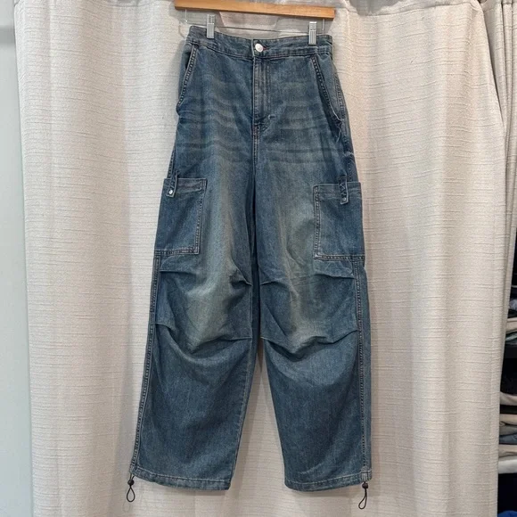 Divided Jeans Nwt Hm Divided Denim Wide Leg Parachute Jeans